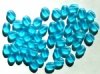 50 8x6mm Transparent Matte Aqua Flat Oval Glass Beads